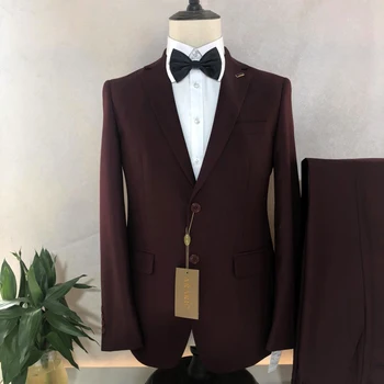Luksus Bleiser Meeste Ülikond, Kostüüm Homme Burgundia Äri Elegantne Pulm Slim Fit Trajes De Hombre 2023 Terno Masculino Completo