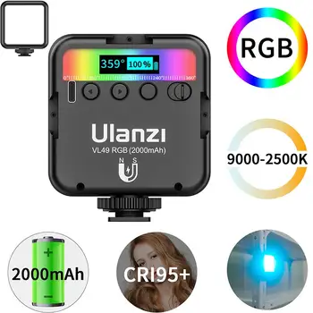 Ulanzi VL49 RGB Värviline LED Video Valgus, 2500K-9000K 800LUX Magnet Mini Täida Valguses Pikendada 3 Külma Kinga 2000mAh Tüüp-c Sadam