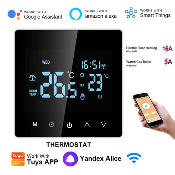 Tuya Smart Wifi Termostaat Elektriline põrandaküte Vee/Gaasi Boiler Touch LCD Digitaalne Temperatuuri Kontrolli Google ' i Kodu Alexa