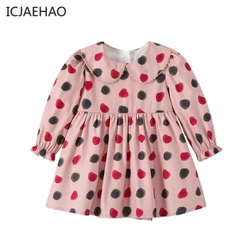 2023 Beebi Tüdruk Printsess Ühes Tükis Kleit Lapsed Polka Dot Print Kleidid Sügisel Laste Riided Puuvillased Riided Imikute Rõivad