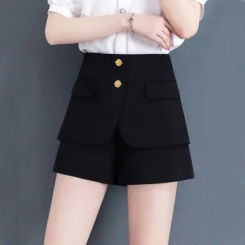 Korea Fashion Naiste Kostüümid lühikesed Püksid Suvel Ebaregulaarne Slim Kõrge Vöökoht Office Lady Kõik-sobib Tahkete Vabaaja Streetwear-line Püksid