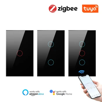 Zigbee Tuya Smart Switch,1/2/3 Gang MEILE LED Light Touch Lüliti,Nr Neutraalne Traat Vaja Mingeid Kondensaator Töötab Alexa Google Kodu