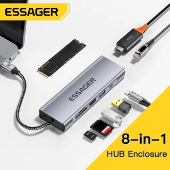 Essager 8-in-1-USB-Hub Koos Disk Storage Funktsioon USB Type c HDMI-Ühilduva Sülearvuti Dock Station Macbook Pro Jaoks Õhk M1 M2