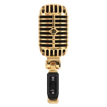 Professionaalne Juhtmega Vintage Klassikaline Mikrofon Dünaamiline Vokaali Mikrofon Mic Live Performance Karaoke(Kuld)