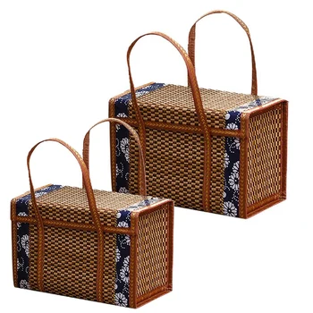 Kootud Bambusest Tooteid, Telkimine Portable Storage Box Käsitsi Punutud Korv Erilist Väljas Pikniku Korv Punutud Korv