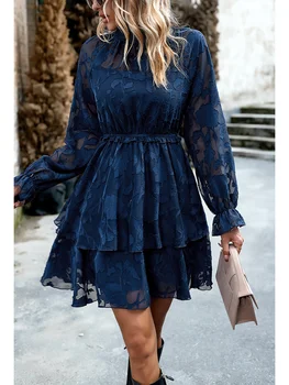 Naiste Sügis-Talv Tahke Lühike Mini Kleit Juhuslik Elegantne Office Lady Fashion Pullover Bodycon Slim Pikk Varrukas Kleit 2023 Uus