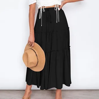 Mood Maxi Naiste Seelikud Suvel Elastne Kõrge Vöökoht Plisseeritud Pikk Seelik Naine Kuulu Kiik Streetwear Pluss Suurus faldas para mujer
