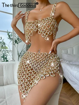 Seksikas vaata kaudu Metallist mini Suvine Kleit naiste 2023 backless Klubi sünnipäeva kleidid naine bodycon beach kleit komplektid vestidos