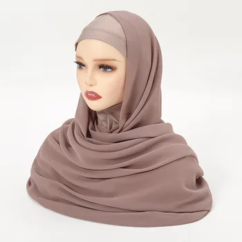 Hijab Salli Komplekt Moslemi Naiste Loori 2-Osaline Komplekt, Turban Kapoti Hijab Undercap Underscarf Sifonki Headwraps Tahked Värvi Salli Modaal