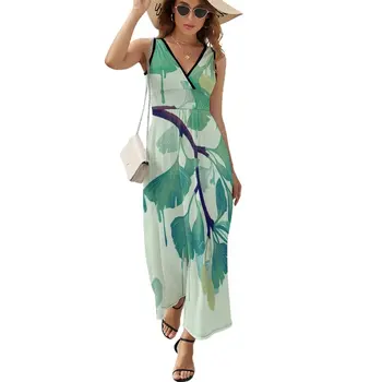 O Hõlmikpuu (Roheline) Varrukateta Kleit pikk kleit naiste suvel sidemega kleit elegantne kleidid naistele