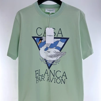 Casablanca Par Avion Logo T-Särk Meestele, Naistele Kvaliteetsed Luik Kolmnurk Printida Moe Casa Blanca Tee, millel Silt Streetwear Riided