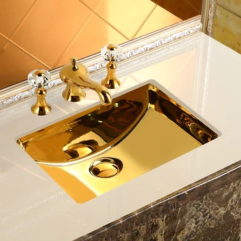 Euroopa-stiilis kuld valamu valamu varjatud vannitoa kapp square valamu valamu leibkonna vannituba keraamika