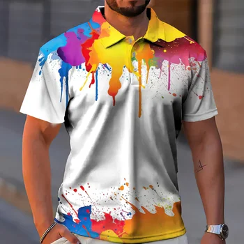 Värvikas Graffiti 3D Print Suvel Meeste nööpidega (Button Down) Krae Polo Särgid, Vabaaja Topid Liiga Lühikesed Varrukad Mood Meeste Riided