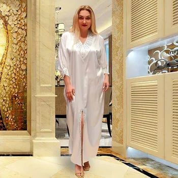 Elegantne Aafrika Kleidid Naistele Satiin Moslemi Abaya Kleit Dubai Profileerimine Boubou Dashiki Ankara Riided Õhtu Pool Kleit seal kaftan