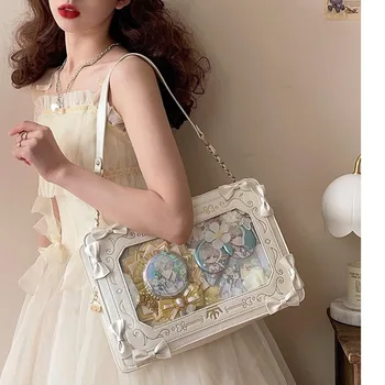 JIAERDI Jaapani Valge Ita Kott Naiste Harajuku Vibu Kawaii Nahast Square õlakott Naiste Vintage Armas Messenger Bag Esteetiline