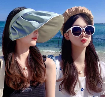 Korea Suur Nokk Päikese Mütsid Must Naiste Liimi Päikesekaitsetoodete päikesekaitse Mütsid Murra Kaasaskantav Juuksed Hoop Naiste Kübarad, Mütsid 햇빛 차단용 모자