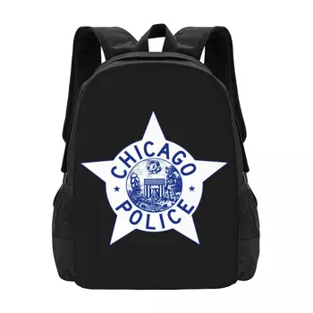 Chicago Politsei Logo, Lihtne Stiilne Õpilase Koolikott Veekindel Suure Mahutavusega Vabaaja Seljakott Reisi Sülearvuti Seljakott