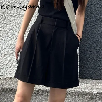 Komiyama Kõrge Vöökoht Plisseeritud Lühikesed Püksid Naiste 2023 Sügisel Uus Lai Jalg Kuuma Püksid Jaapan Stye Lühike Femme Lahti Vabaaja Ropa Mujer