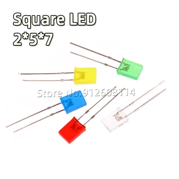 50TK 2X5X7 Square LED 257 Punane valgusdiood Valge Kollane Punane Roheline Sinine Oranž 2*5*7 Elektroonilise DIY Kit