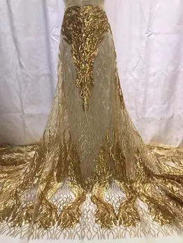 Aafrika pits kangas 2023 viimane kollane kuld India sari kangas kvaliteetne tülli 3D ehitud pitsi kanga pulm kleit YYZ2