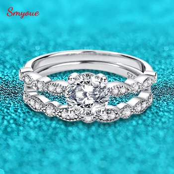 Smyoue 100% Ehtne Moissanite Ring Naiste Ehete Komplekt Luksus Kvaliteediga S925 Sterling Silver Lab Teemant Pulm Bänd Hulgimüük