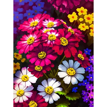 Lilled Ema Cineraria maastikumaal Numbrid Täiskasvanutele DIY Komplektid HandPainted Lõuendil Koos Raamiga Õli Pilt Joonis
