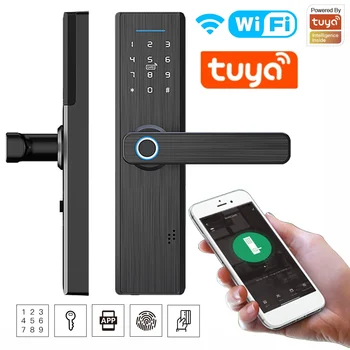 Tuya Wifi Biomeetriliste Sõrmejälgede Käepide Lukk Smart ukse Lukk TuyaApp remote Unlock Võtmeta Sisenemise Elektrooniline Digitaalne Ukse Lukk