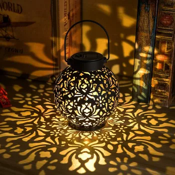 1tk Veekindel Solar Lamp Retro Õõnes Laterna Valgus Kunsti Dekoratiivsed Päikese Aias Tuled LED Projektsioon Lamp Maastiku Õue Decor