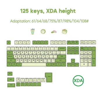 125 Võtmed PBT Keycaps Set Uudsus - Matcha Keycaps Värvainete Sublimatsioon XDA Profiili ForMX-Lülitid Mehaaniline Klaviatuur Klaviatuur Tilk Laeva