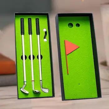 Golf Pen Set Golf Club Kuulitõukaja Pastapliiats Laua Mängud Mini Desktop Golf Ball Pen Kirjatarvete jaoks Coworker Mehed Golfimängija Kingitus