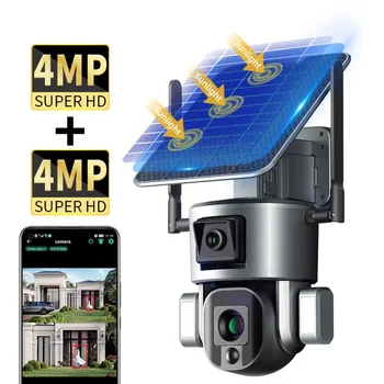 4K 4MP 4G WiFi 4X 10X suurenduse Traadita väljas Päikese Jõul Turvalisus IP-Auto Inimeste Lugude 8MP Dual Lens CCTV 4g päikese ptz kaamera