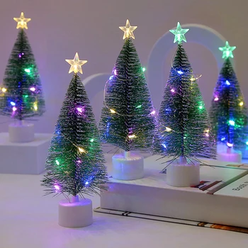 LED Värvikas Jõulupuu Kaunistama Kerge Hõõguv Männi Nõela Puu Valgus Xmas Dekoratiivne Lamp Lapsed Kingitusi Koju Pool Decor