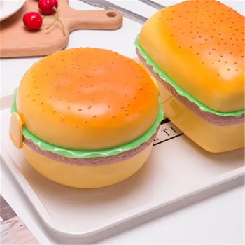 Hamburger Lunch Box Double Astme Armas Burger Bento Box Mikrolaineahi Lapsed Kooli Toidu Mahuti Kahvel Toidunõude Komplekt