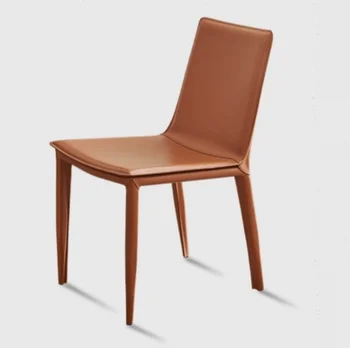 Kerge luksuslik kreem söögilaud ja tool, itaalia stiilis kirjutuslaud ja tool, kaasaegne minimalistlik seljatugi, sadul nahast väljaheites