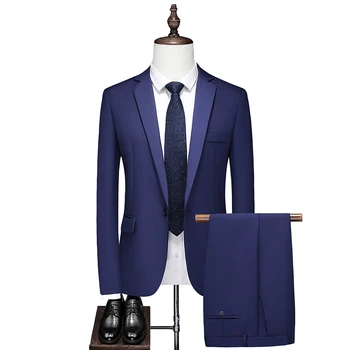 Jakk Püksid, Kaks Tükki Määrab Ametliku Ülikond Taskud korea Stiilis Ühe Nupud Mansett Pintsak Püksid Meeste Ülikond Pluss Suurus Meeste M-5XL