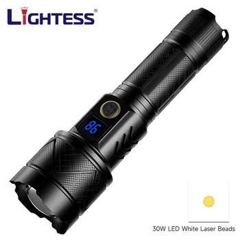 LIGHTESS Valge Laser Taktikaline Taskulamp Tüüp-C Laetav Väljas Uus Ekraan Tugev, Kerge Flashlamp 5 Valgustus Režiimid